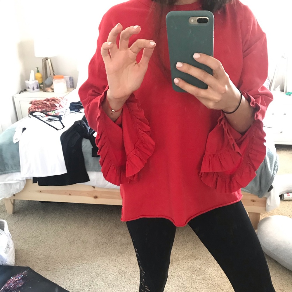 Zara red long sleeve shirt
